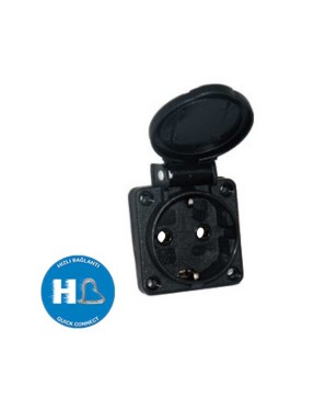 Tp Electric 3101-336-0300 1X16A Pano Prizi Çocuk Korumalı Siyah Hızlı Bağlantı IP54