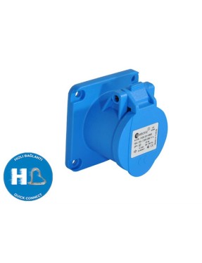 Tp Electric 3020-322-0975 3X16A CEE Norm Düz Makine Prizi 75X75 Hızlı Bağlantı IP44