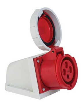 Mete Enerji 406615V 4X32A IP67 Duvar Prizi -Eğik Gövdeli -Vidalı Bağlantı 380-415 V