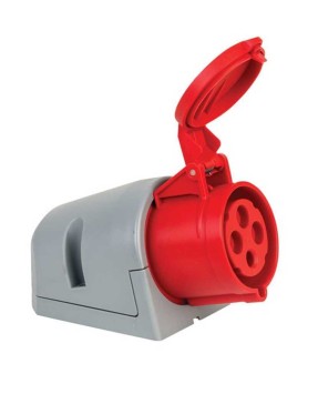 Mete Enerji 406614 4X32A IP44 Duvar Prizi -Eğik Gövdeli-380-415 V