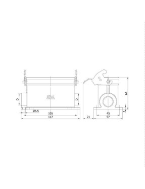 Mete Enerji 403531S 16X16A Duvar Fişi Çift Girişli (Tek Metal Mandallı) 400 V