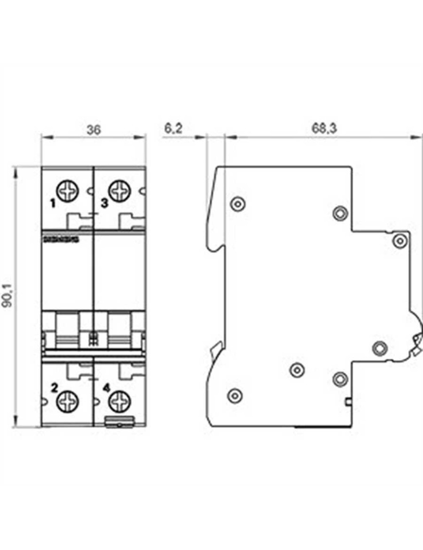 Siemens 5Sl6208 7 8A 2 Fazlı 70 Mm Anahtarlı Otomatik Sigorta 6Ka C Tipi Yavaş Karakterli Siemens 5Sl6208 7 8A 2 Fazlı 70 Mm Anahtarlı Otomatik Sigorta 6Ka C Tipi Yavaş Karakterli